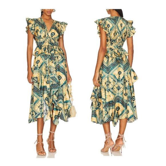 Ulla Johnson Avia Dress,  Silk floral Midi Dress Constellation, 0, New with Tag - Picture 1 of 16